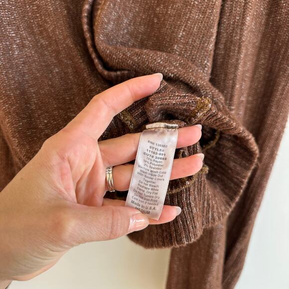 Project Social T Piece of My Heart Textured Button Front Cardigan Brown M - Picture 9 of 10